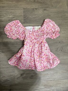 Pink Floral Puff Sleeve Baby Doll Top!